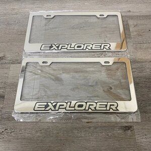 2 Pack For Explorer Chrome Finish Stainless Steel Metal License Plate Frame